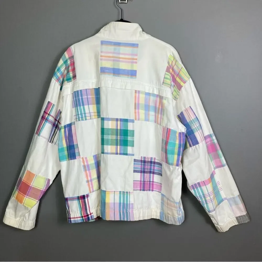 Pachit jacket men's large madras plaid patchwork golf vintage preppy nautical